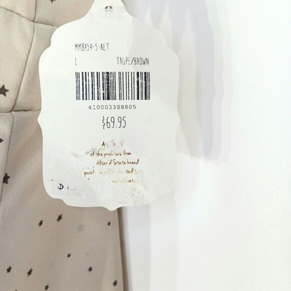 ALTAR’D STATE Women’s Beige Star Print Tiered Mini Dress Size Large NWT - Picture 6 of 13